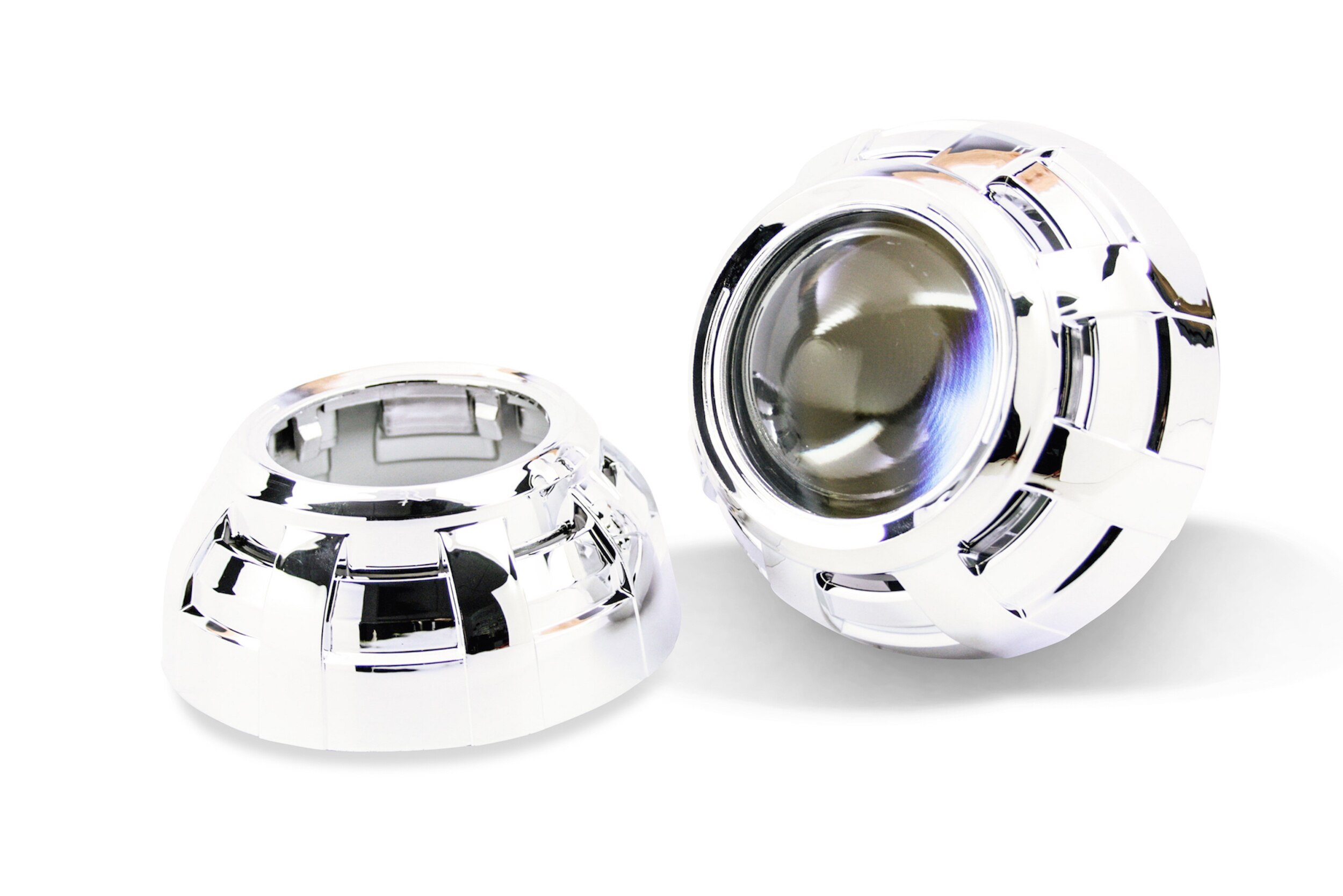 2x Apollo 3.0 Chrome HID Retrofit Projector Shroud Fit 2.5"  3" Projector Lens