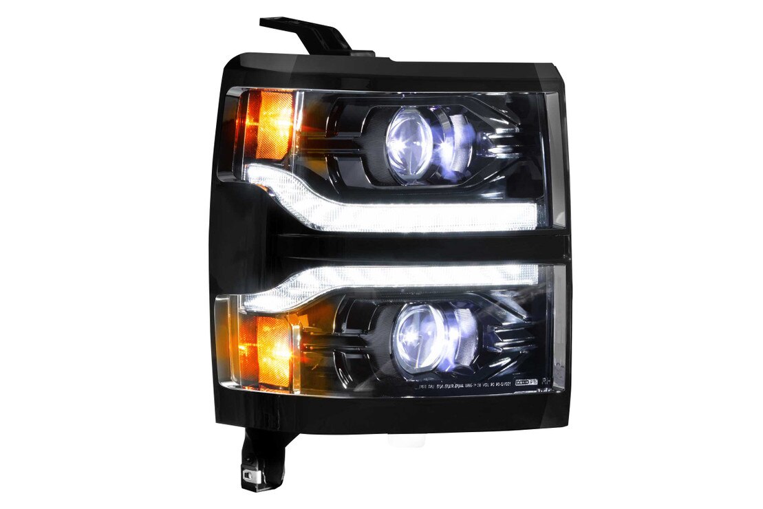 For 14-15 Chevy Silverado LED DRL+U-Tube Bar Projector Headlight Amber Corner